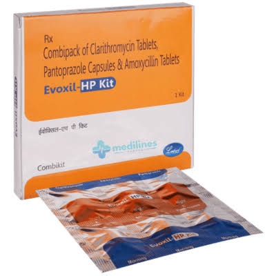 EVOXIL-HP KIT, 10X1 KIT (Amoxycillin-750mg, Pantoprazole 40mg, Clarithromycin 500mg)