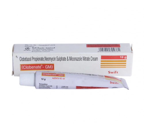 CLOBENATE GM 10GM (Clobetasol 0.05 ww, Gentamicin 0.1 ww, Miconazole 2 ww)